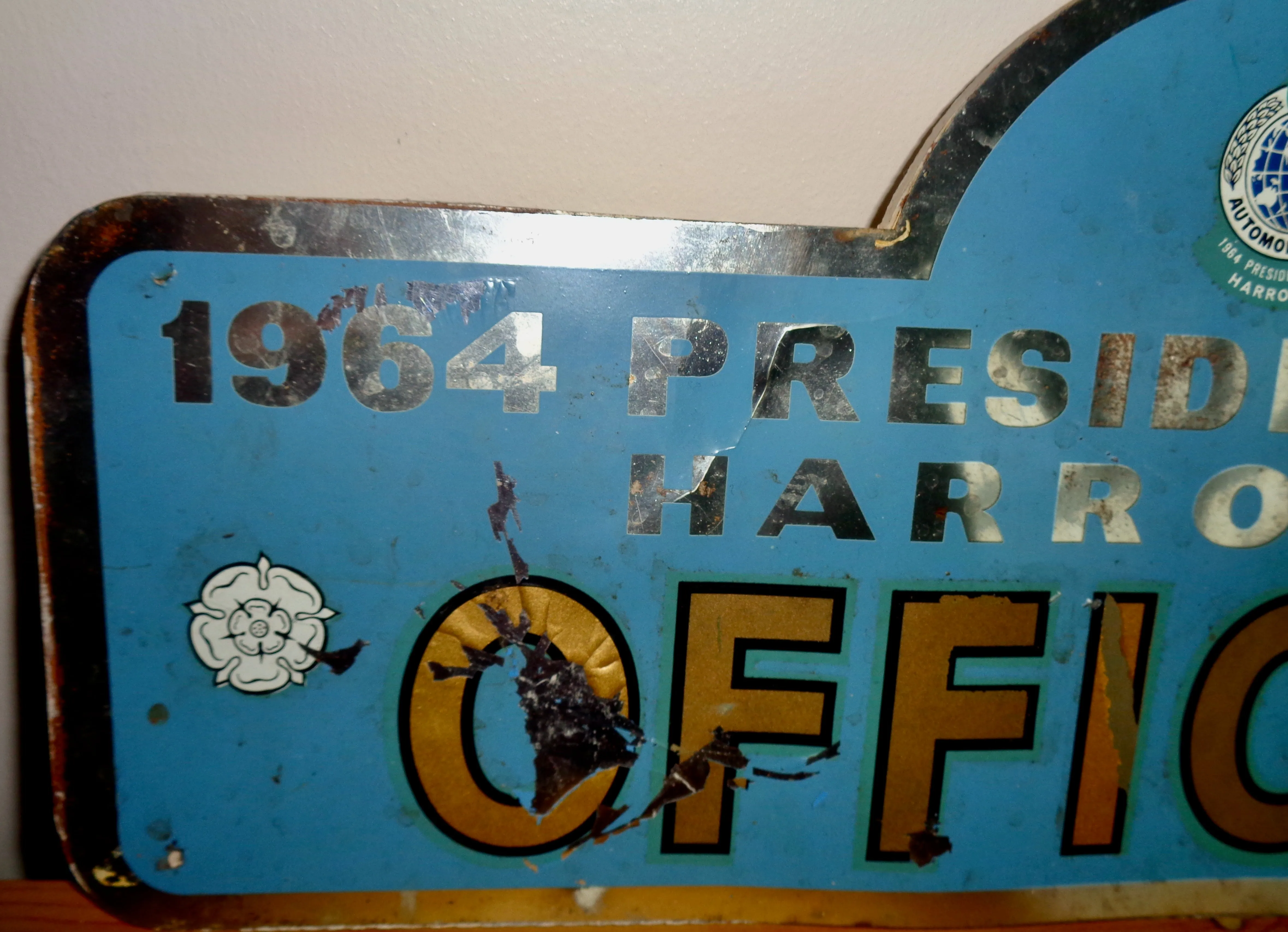 1964 Harrogate President's Official Car Rally Plaque