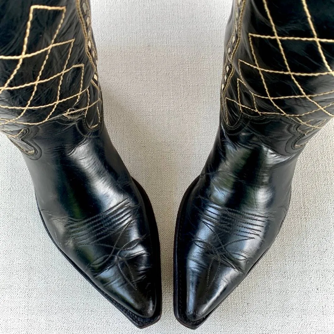 ACME Vintage 1950’s Black Diamond Whipstitch Cowboy Western Boots