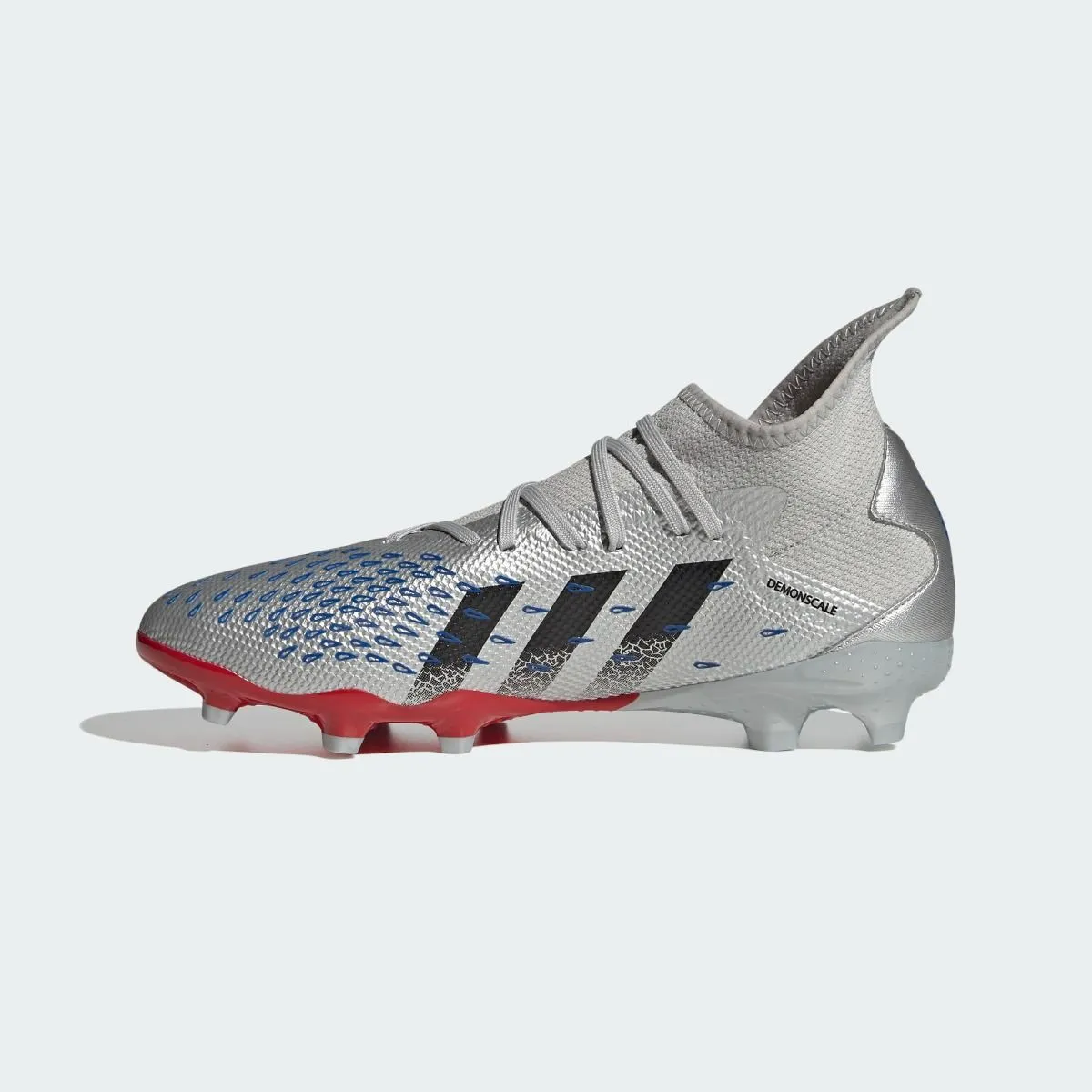 adidas Predator Freak .3 Firm Ground Soccer Cleat - Silver Metallic/Black/Blue