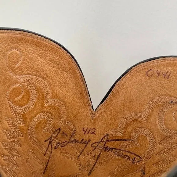 AMMONS Vintage Handmade Custom Crocodile Alligator Phoenix Eagle Blue Black Cowboy Western Boots