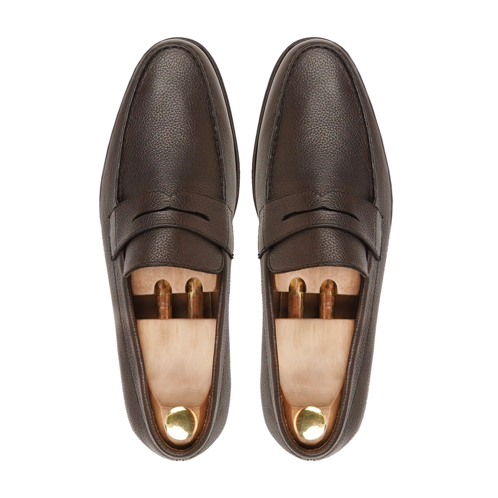 Asador - Men's Dark Brown Pebble Grain Leather Loafer