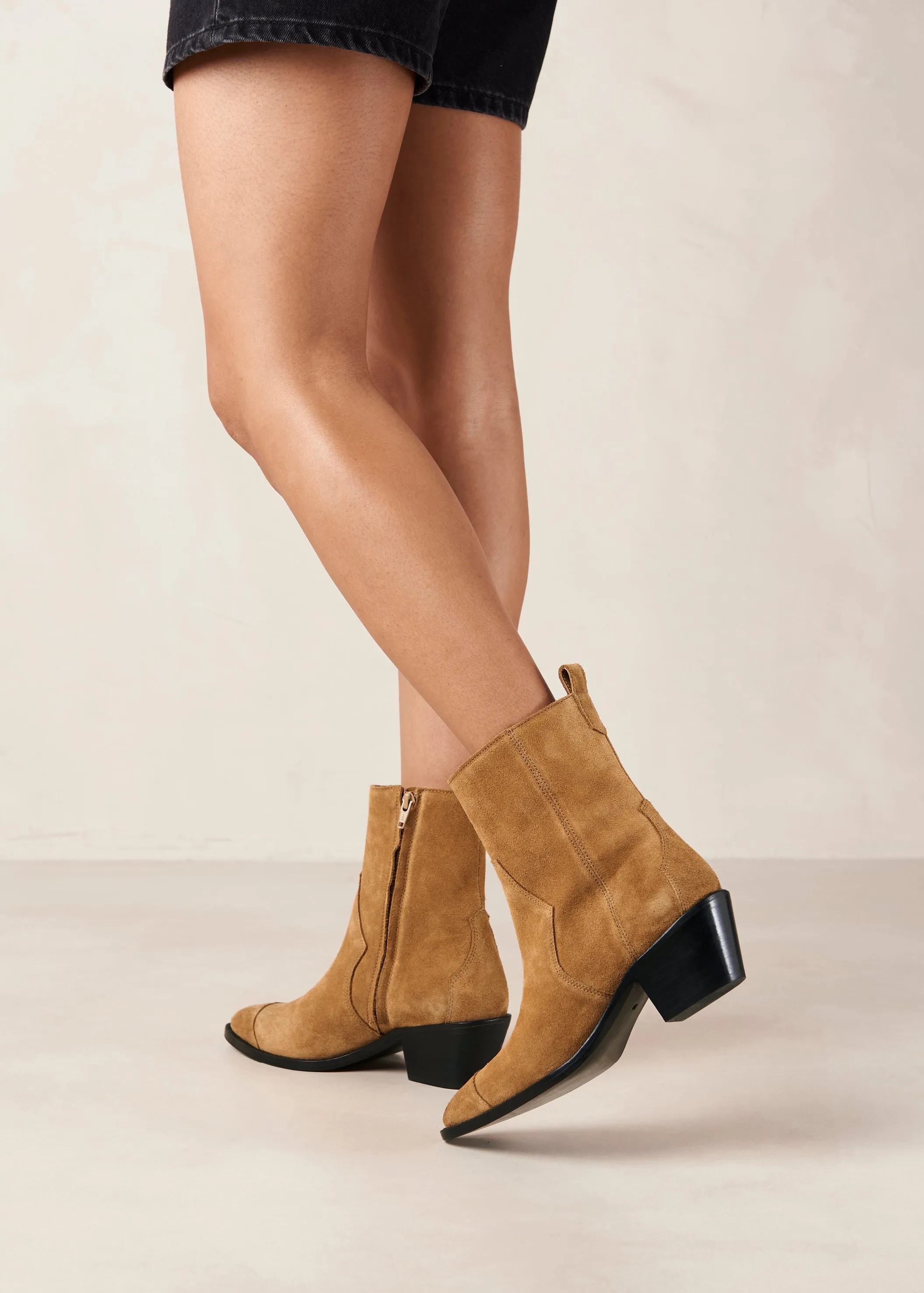 Austin Suede Leather Ankle Boots Tan Brown