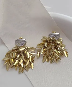 Beautiful Gold Sterling Silver Overgild Tassel Drop Earrings MM090
