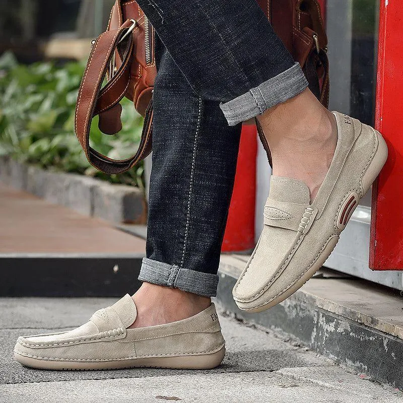 Breathable Suede Men's Casual Shoes TBFS0955 Soft Leather Loafers