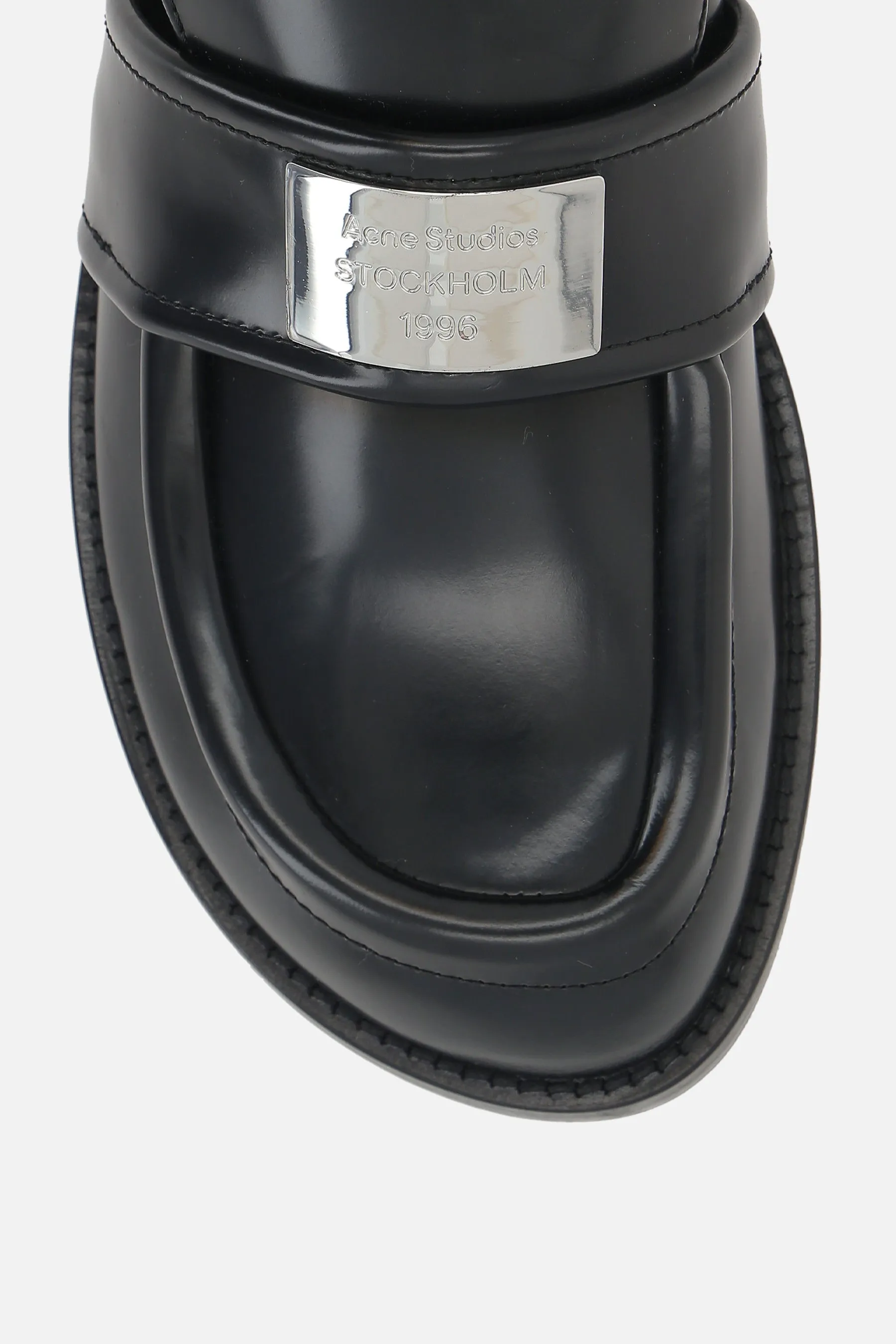 brushed leather loafers