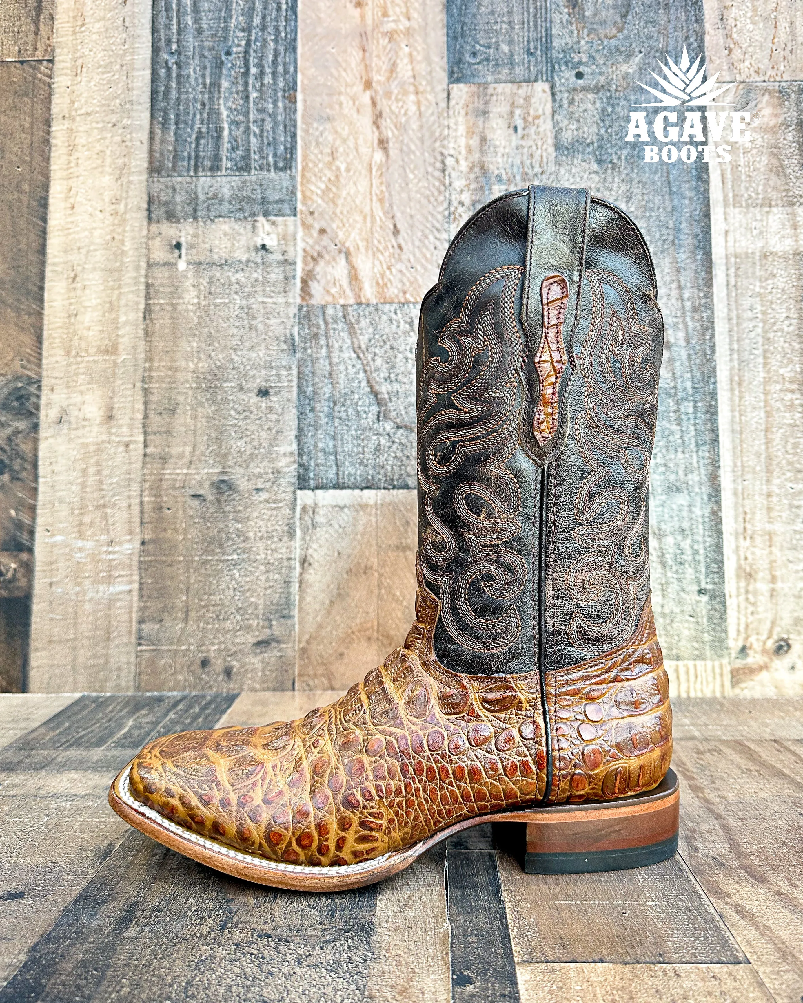 CAIMAN HORNBACK NECK | MEN SQUARE TOE WESTERN COWBOY BOOTS