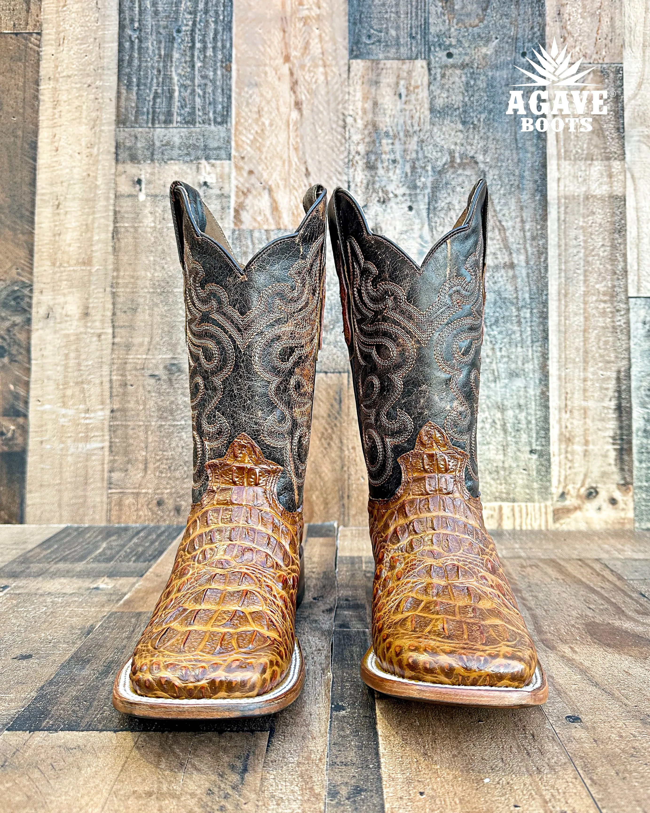 CAIMAN HORNBACK NECK | MEN SQUARE TOE WESTERN COWBOY BOOTS