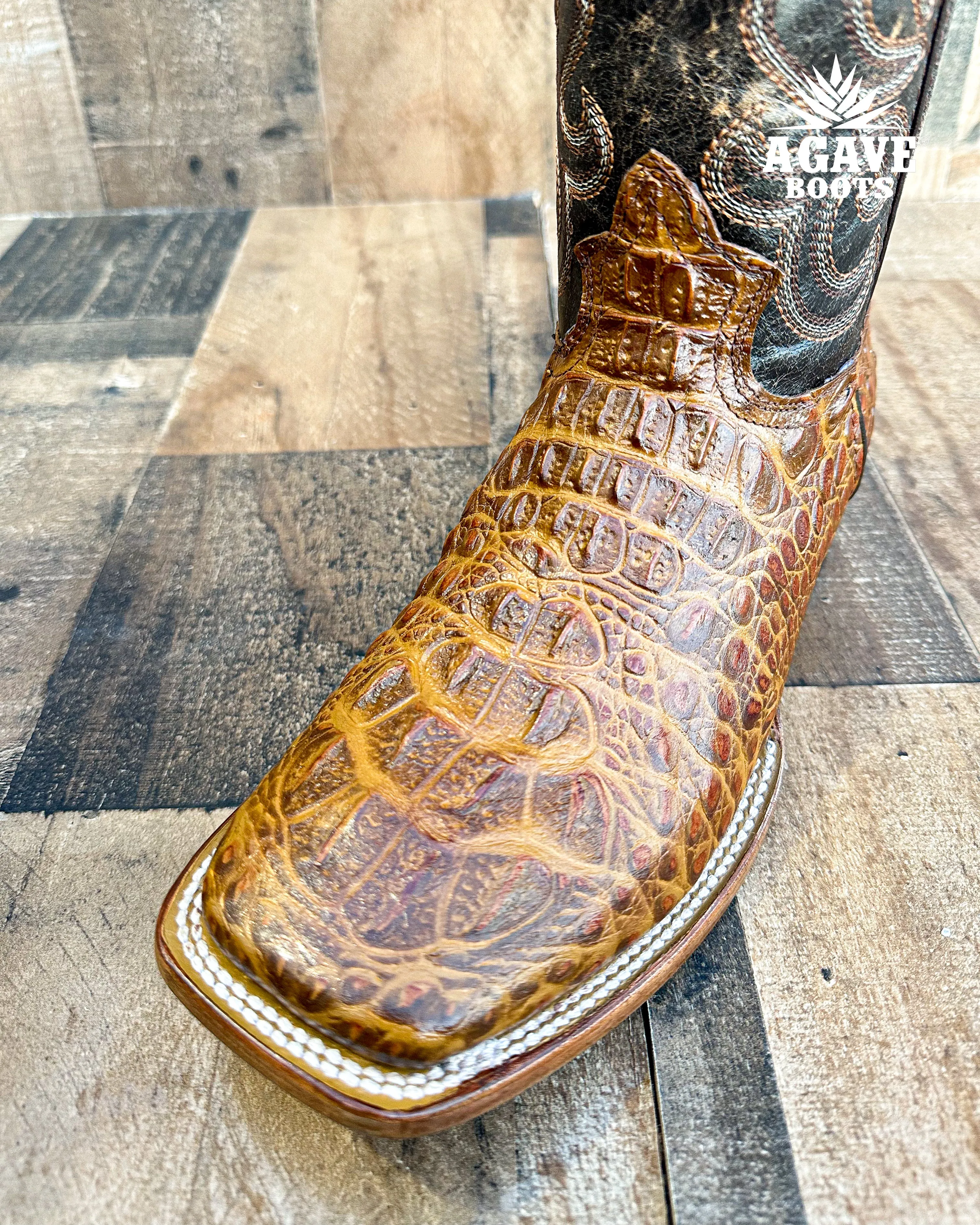 CAIMAN HORNBACK NECK | MEN SQUARE TOE WESTERN COWBOY BOOTS