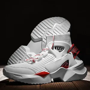 Casual sports shoes dad men's shoes flying woven thick sole inner heightening socks boots