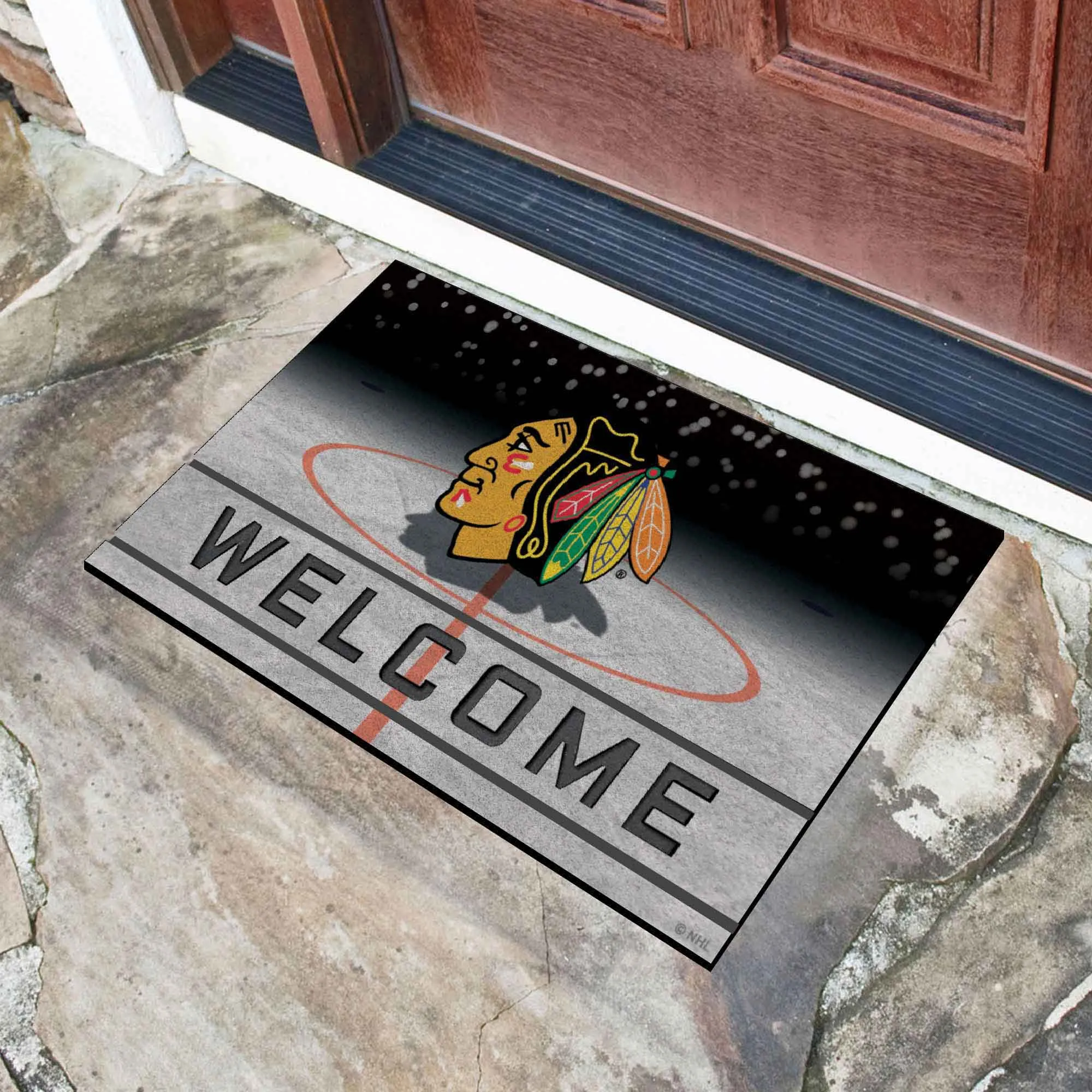 Chicago Blackhawks Rubber Door Mat - 18in. x 30in.