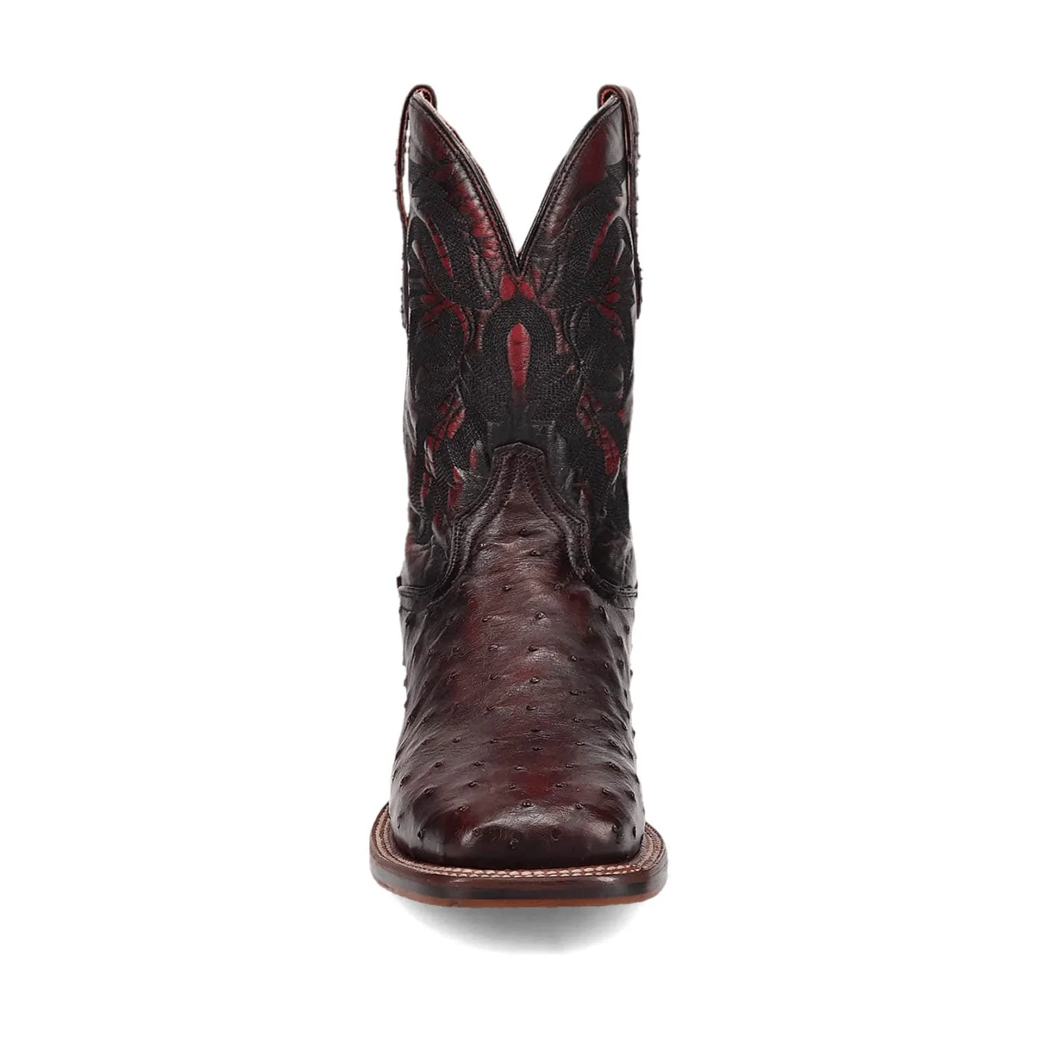 Dan Post Mens Alamosa Black Cherry Full Quill Ostrich Cowboy Boots