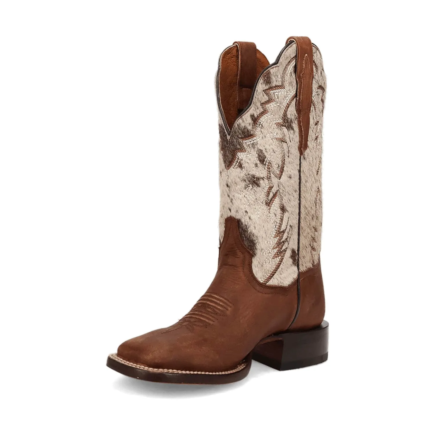 Dan Post Womens Clarabelle Brown/White Hair-On Cowhide Cowboy Boots