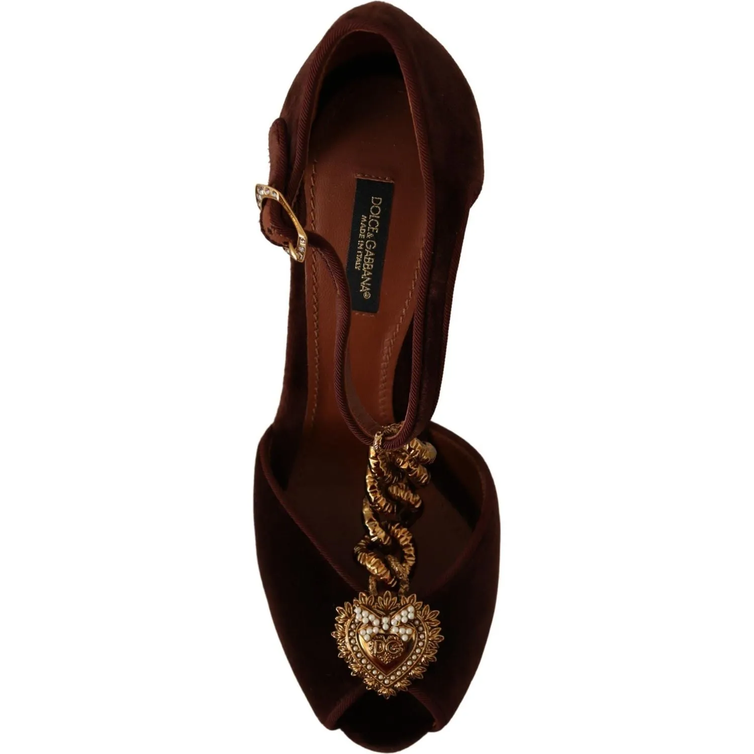Dolce & Gabbana Elegant Gold Detail Velvet Heels