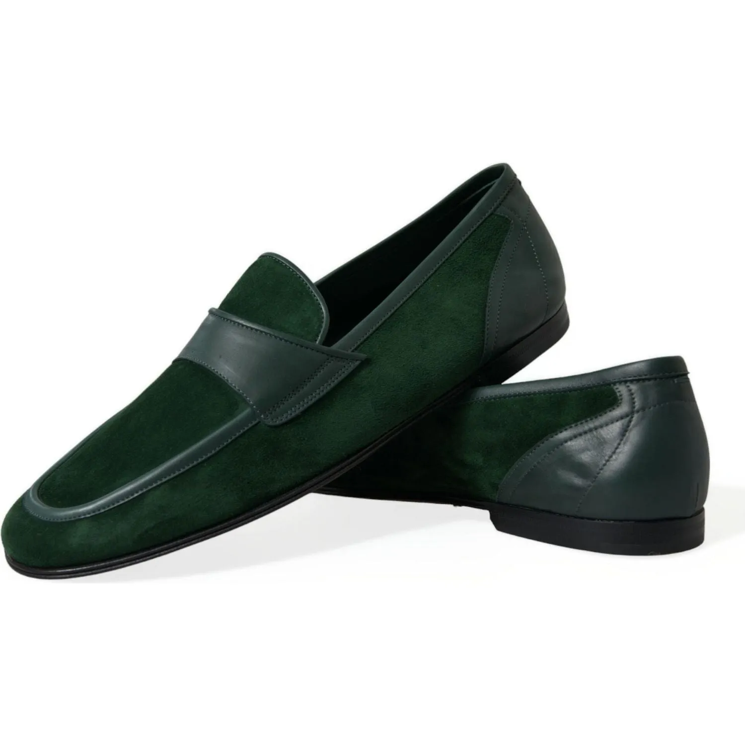 Dolce & Gabbana Emerald Velvet Leather Loafers for Men