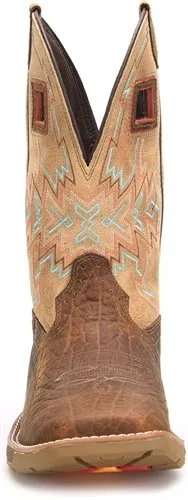 Double H Brown Buffalo Print Broad Square Toe Roper Boots