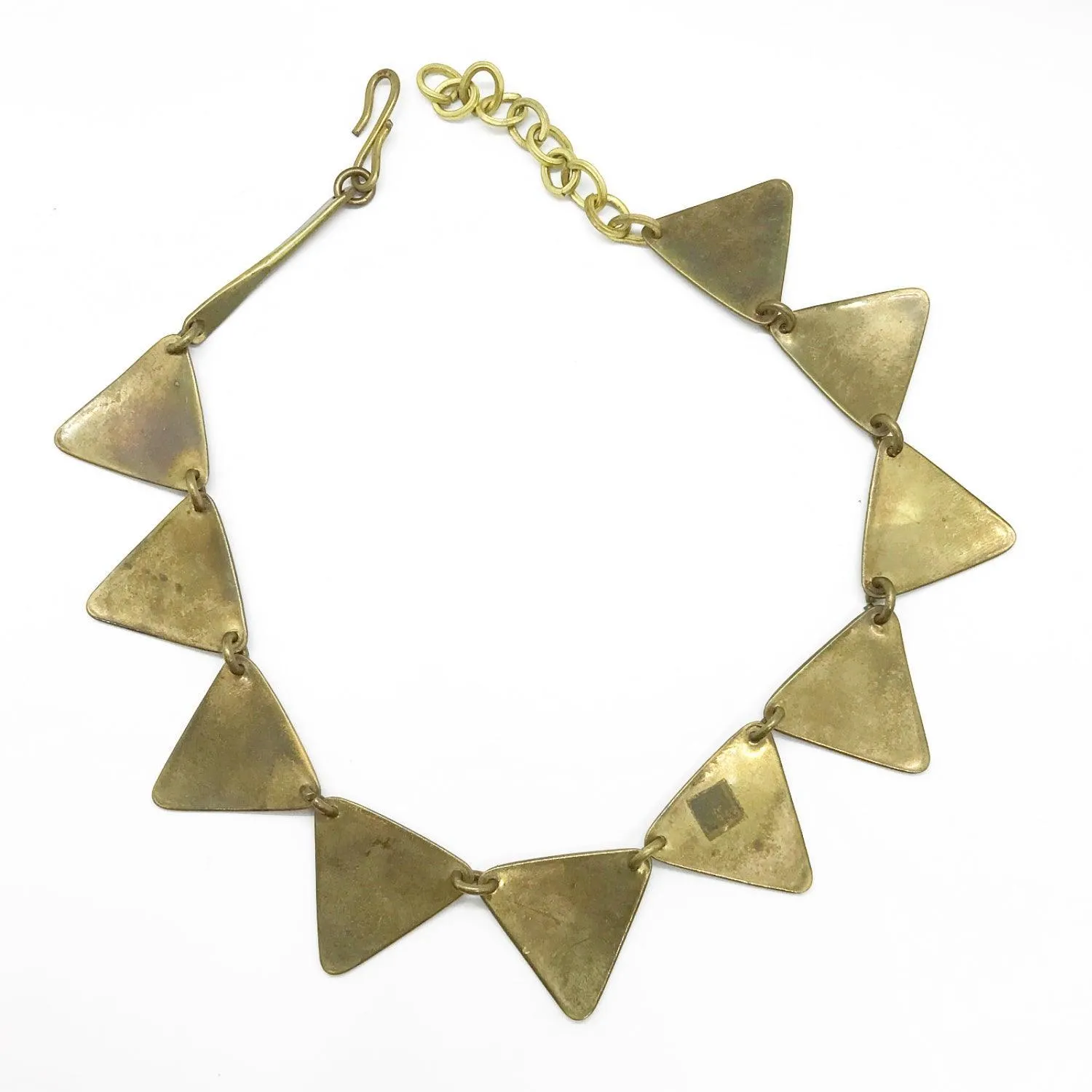 Dramatic Tri-Tone Indian Geometric Metal Necklace