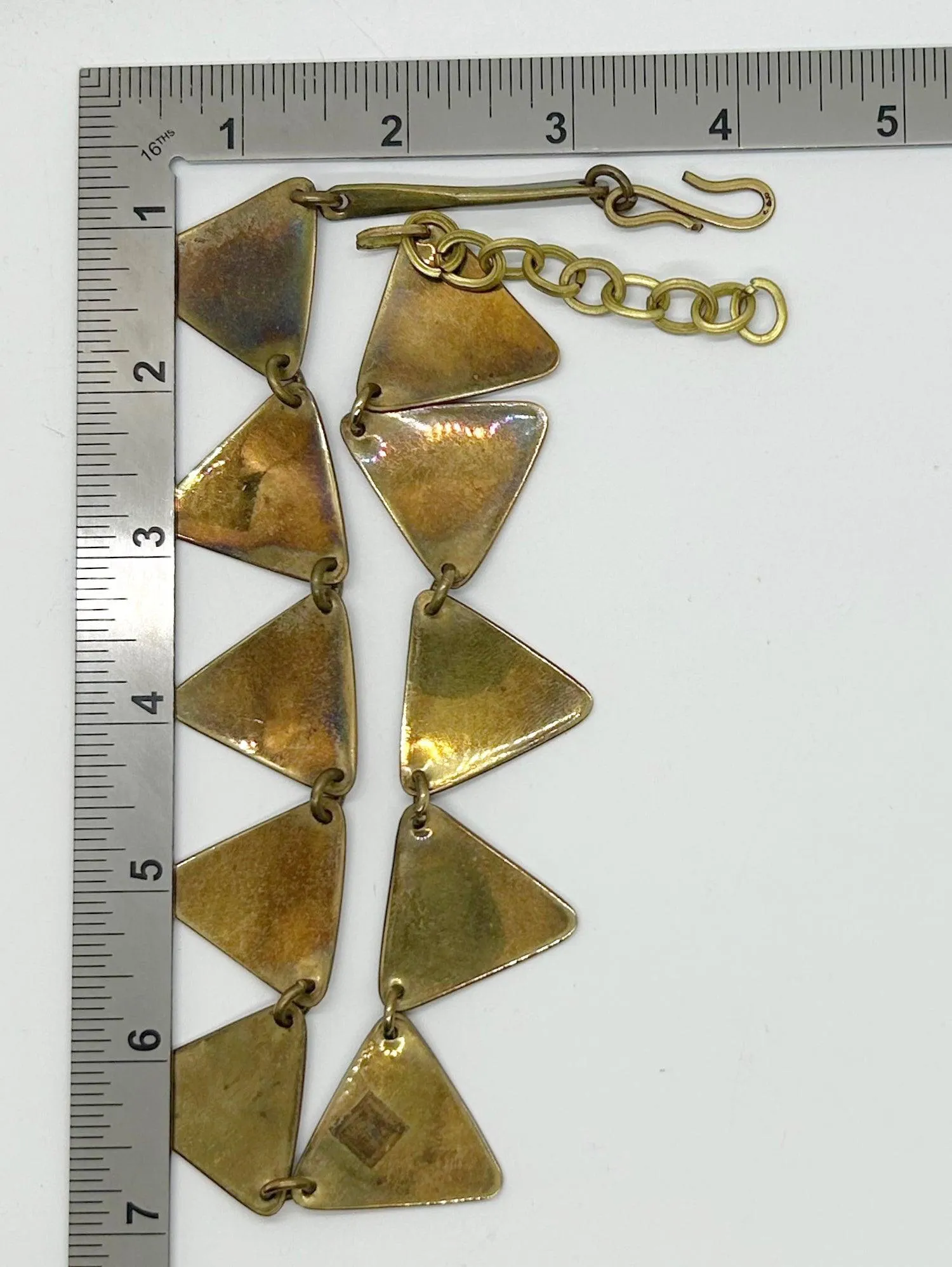 Dramatic Tri-Tone Indian Geometric Metal Necklace