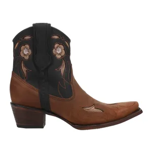Embroidered And Inlay Ankle Floral Embroidered Snip Toe Cowboy Booties