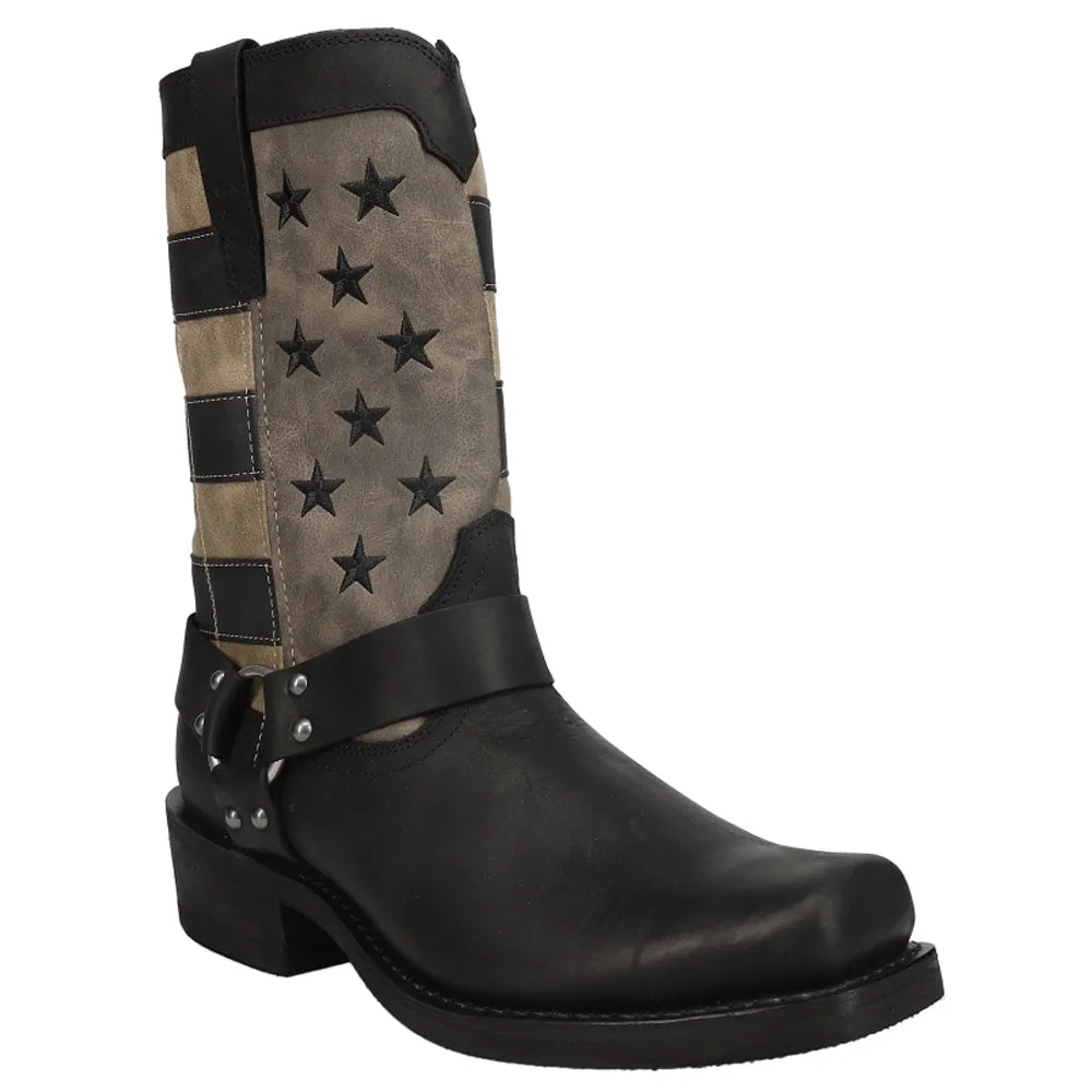 Faded Flag Patriotic Pull On Boots