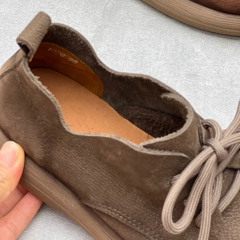 Handmade Womens Lace-up Leather Oxford Flat Shoes