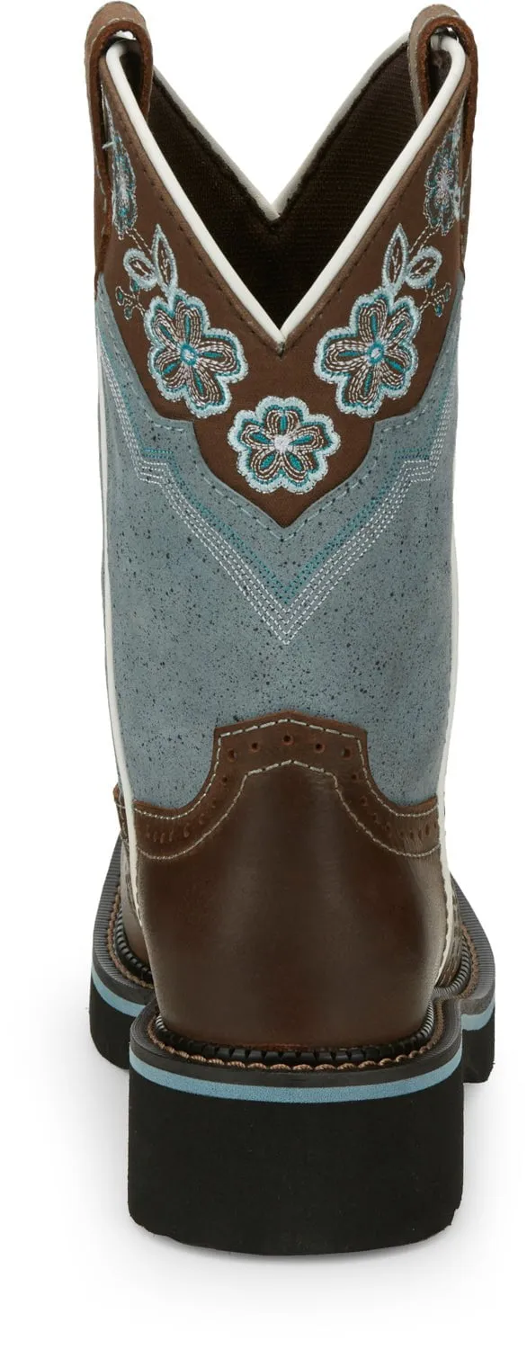 Justin 11in Gypsy Floral Womens Blue Starlina Leather Cowboy Boots 6B