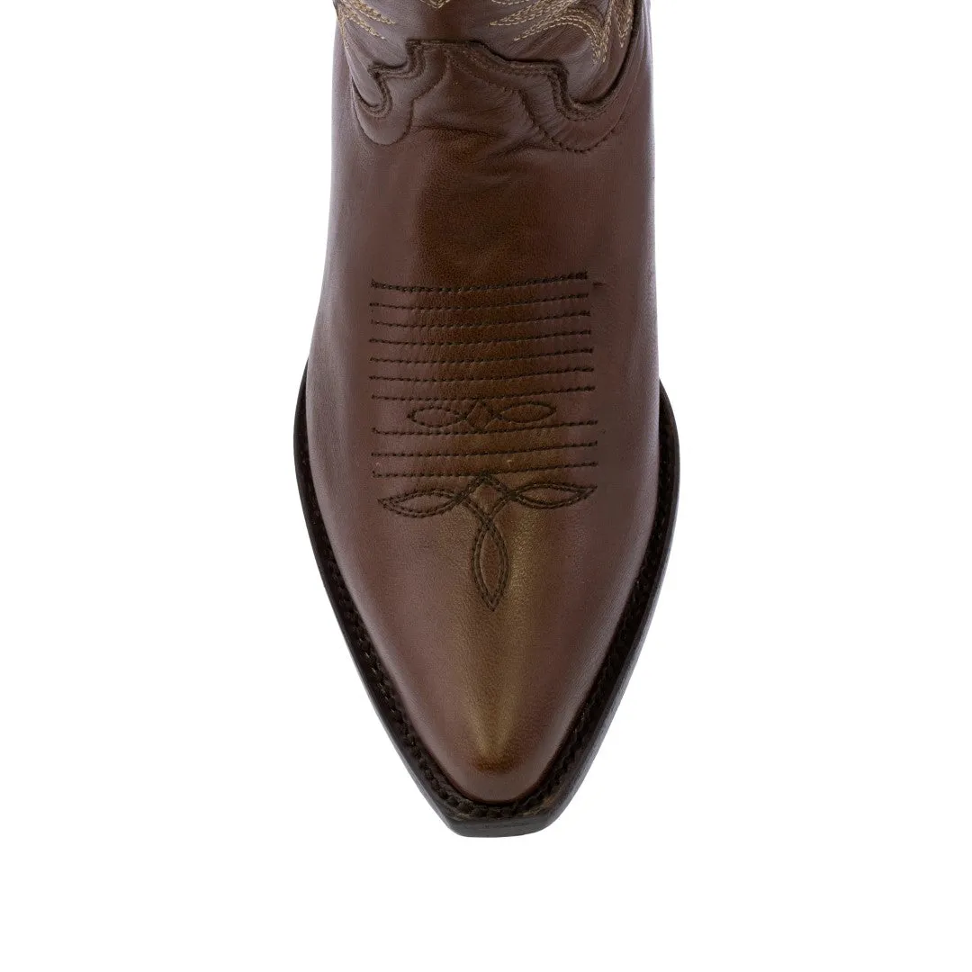 Mens Brown Cowboy Boots Western Wear Smooth Leather Snip Toe