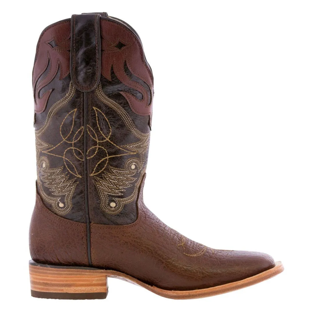 Mens Cheyenne Chedron Solid Leather Cowboy Boots - Square Toe