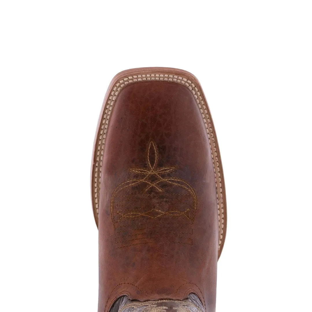Mens Cheyenne Chedron Solid Leather Cowboy Boots - Square Toe