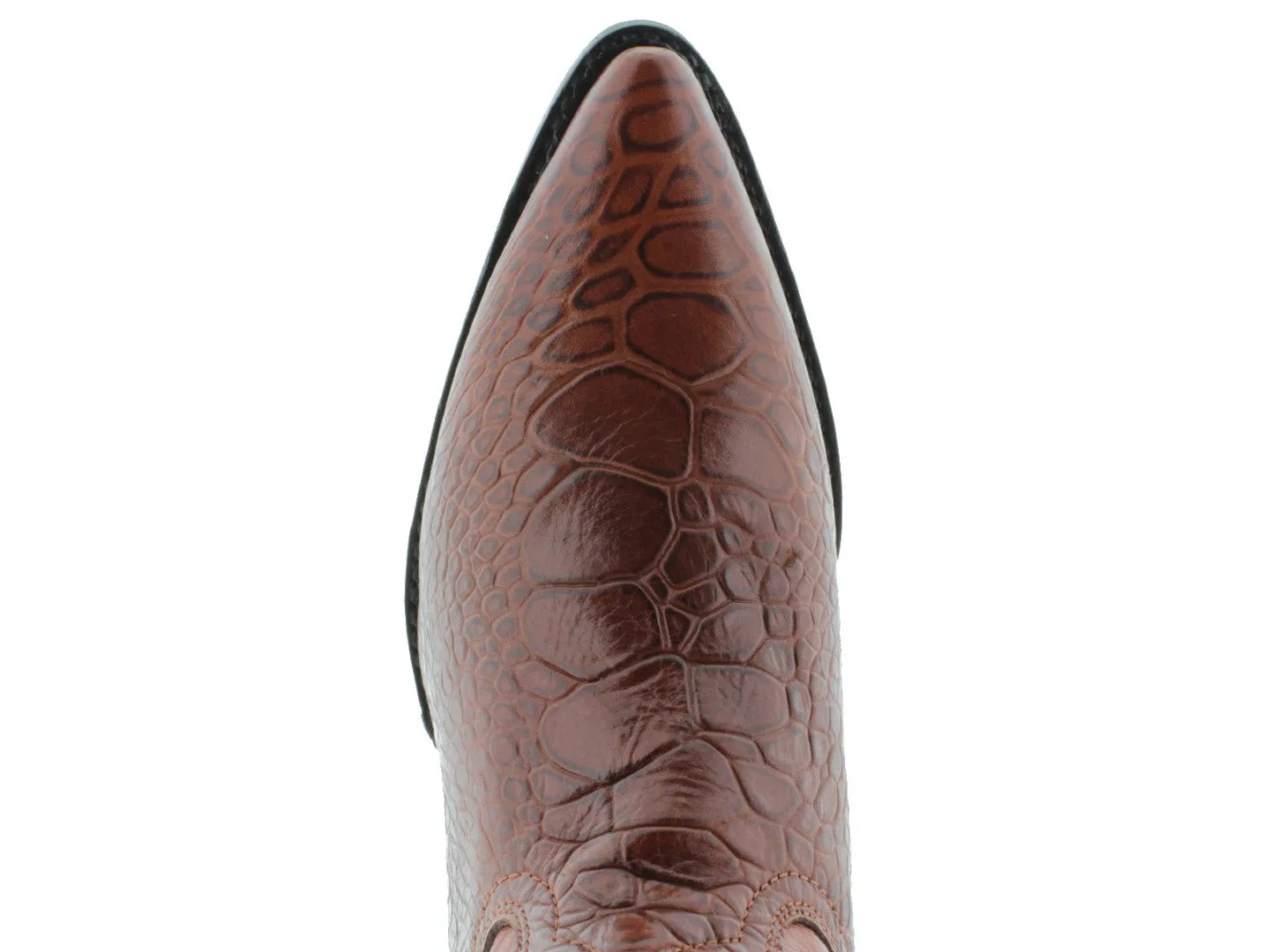 Mens Cognac Sea Turtle Belly Print Leather Cowboy Boots J Toe