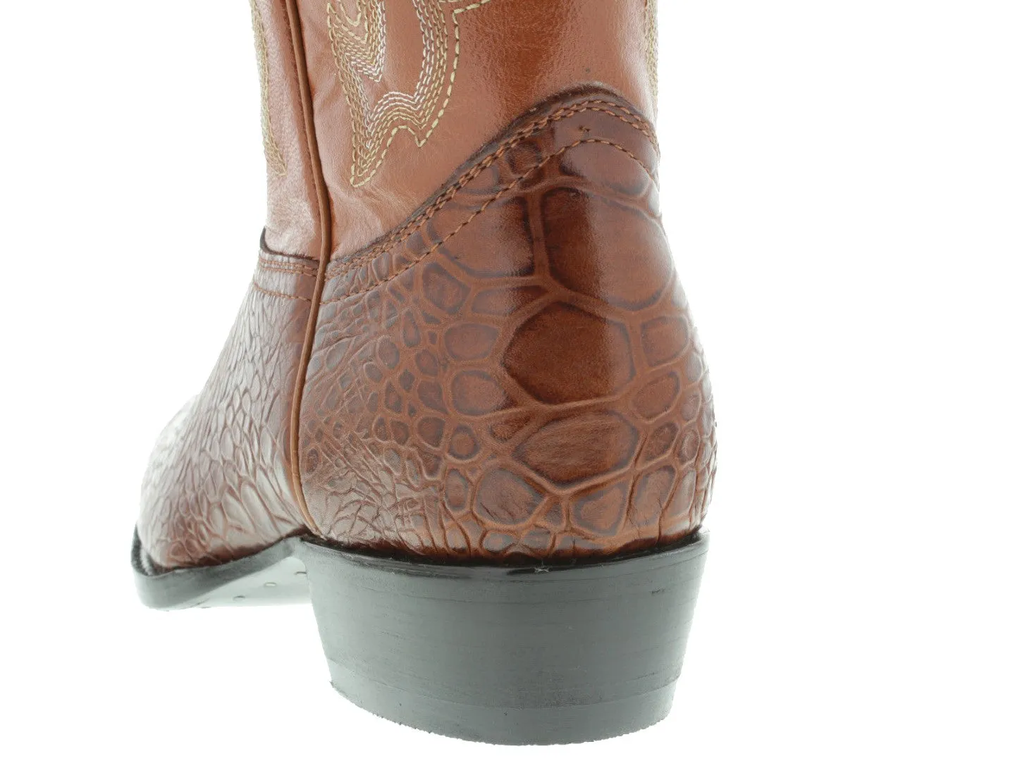 Mens Cognac Sea Turtle Belly Print Leather Cowboy Boots J Toe