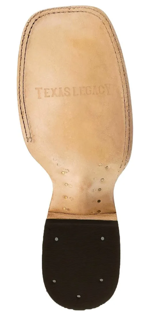 Mens Cognac Western Wear Leather Cowboy Boots Elephant Print Square Toe