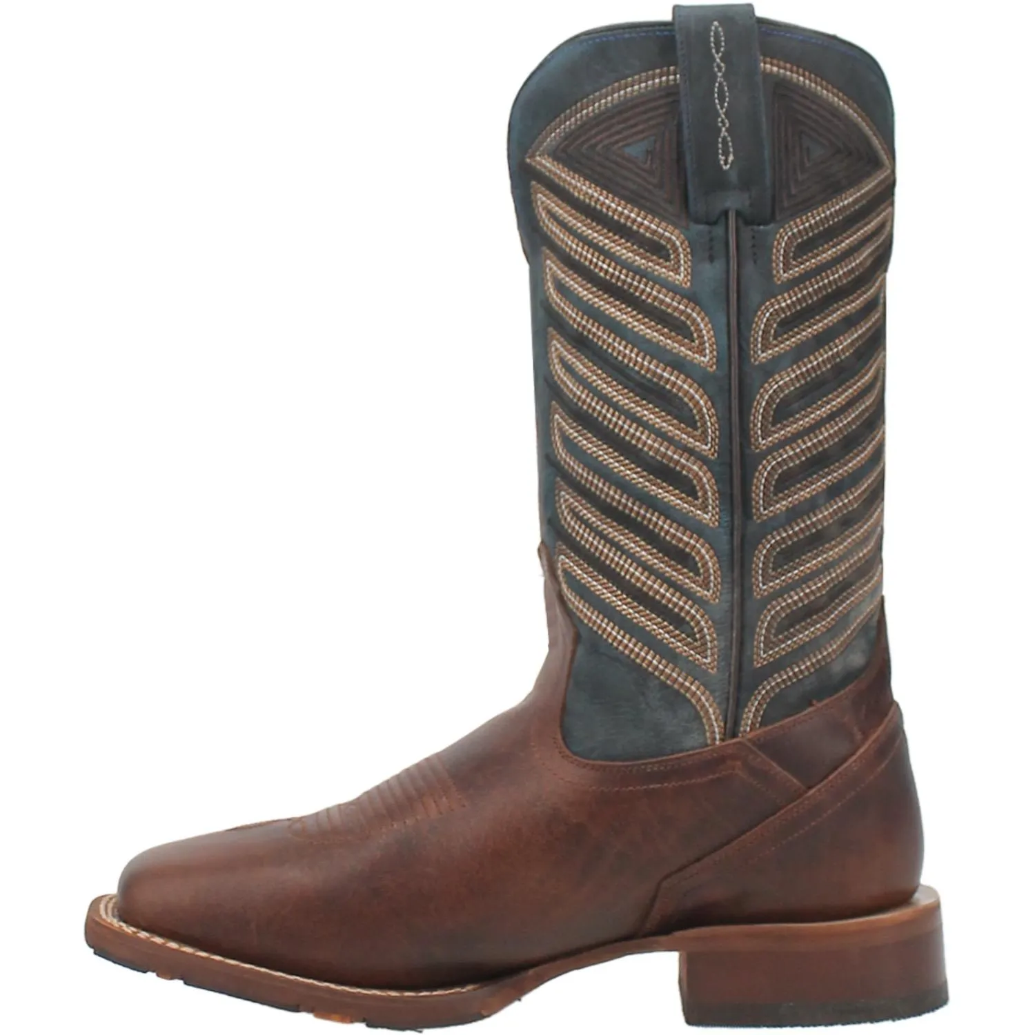 Men's Dan Post Cowboy Certified Chocolate Ivan Broad Square Toe Boots with Blue Tops
