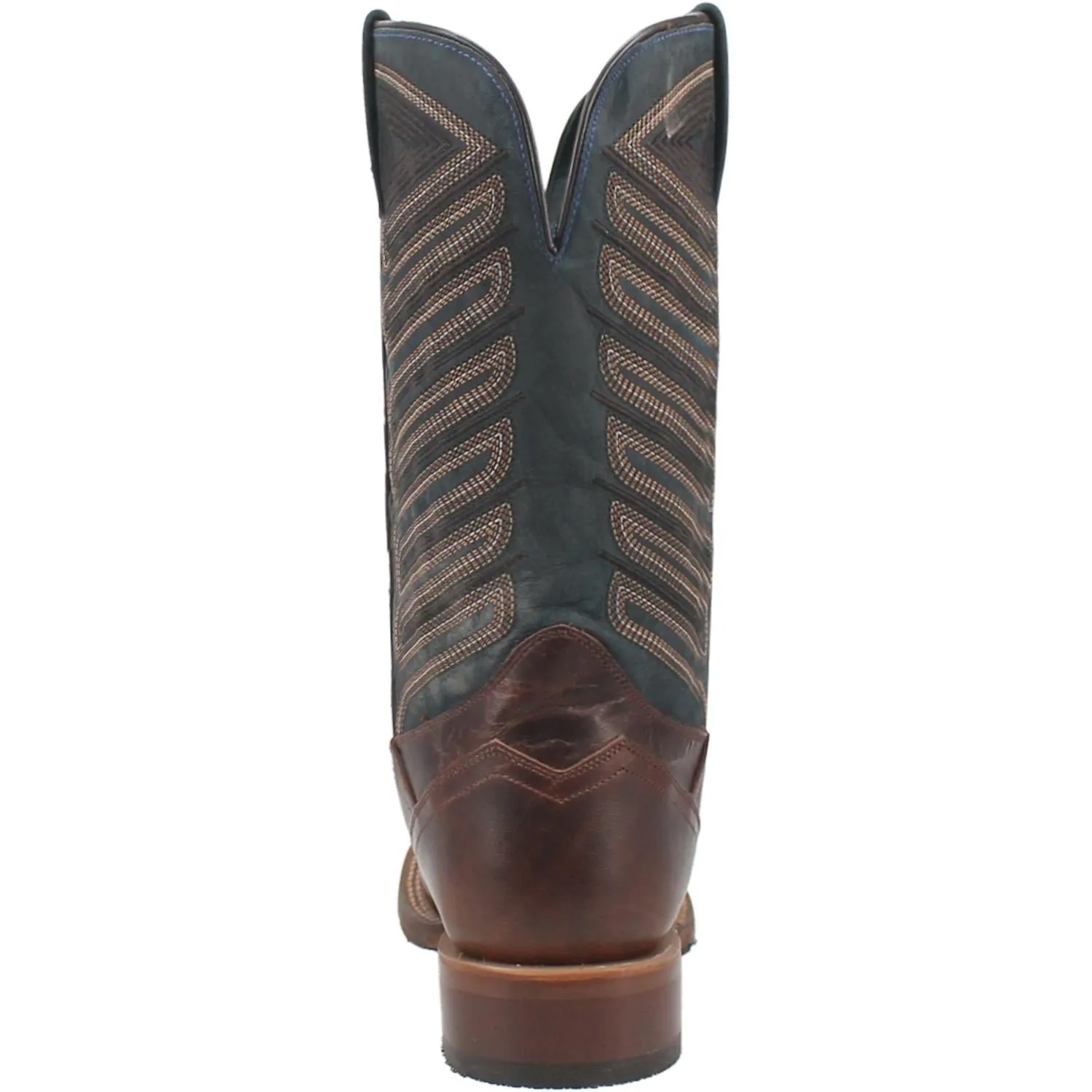 Men's Dan Post Cowboy Certified Chocolate Ivan Broad Square Toe Boots with Blue Tops