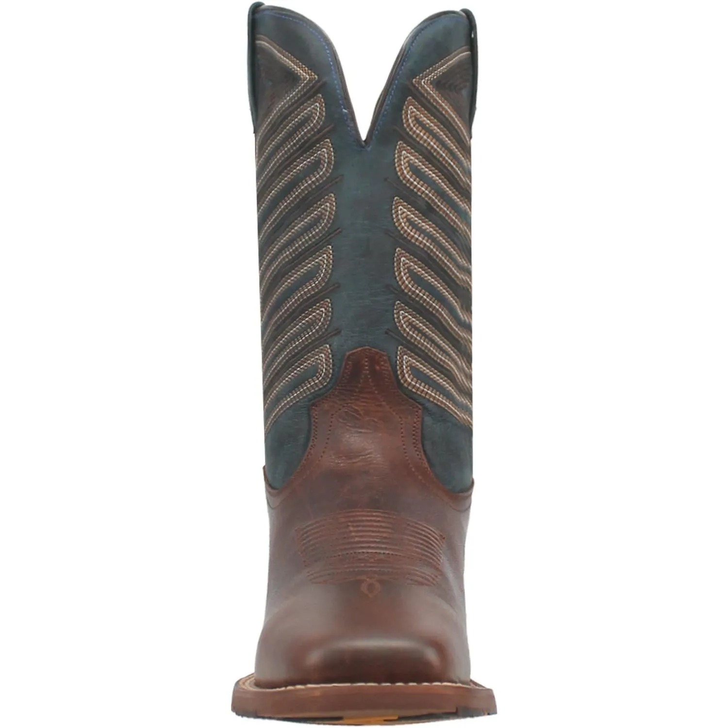 Men's Dan Post Cowboy Certified Chocolate Ivan Broad Square Toe Boots with Blue Tops