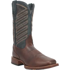 Men's Dan Post Cowboy Certified Chocolate Ivan Broad Square Toe Boots with Blue Tops