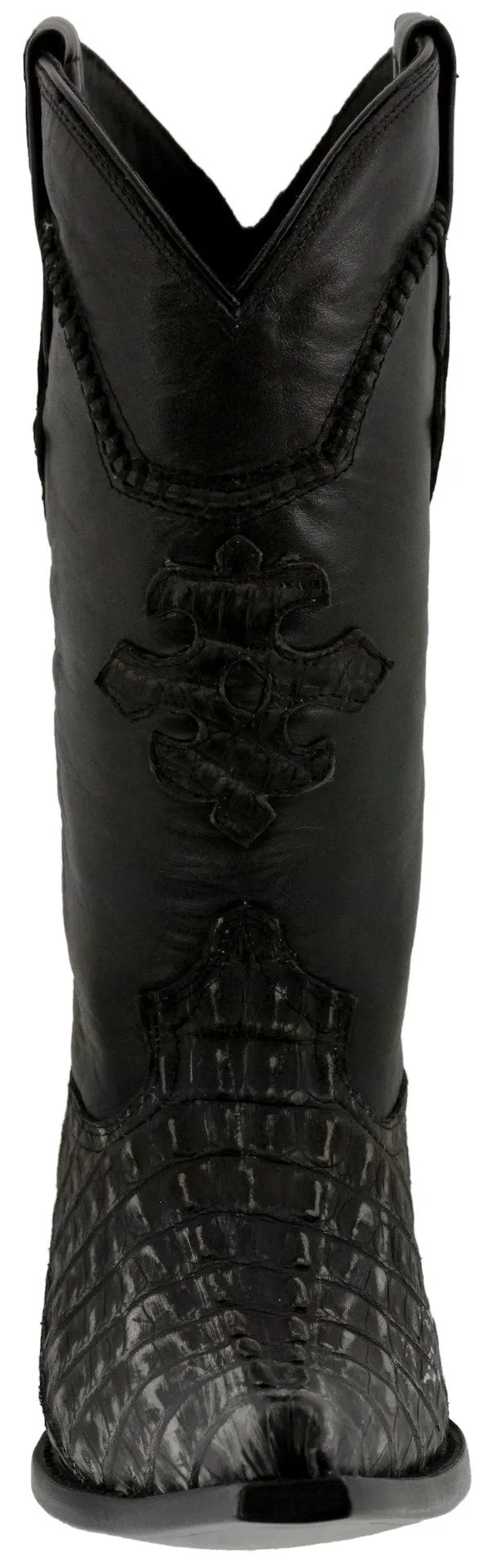 Men's Gray Genuine Crocodile Belly Exotic Skin Cowboy Boots - Snip Toe