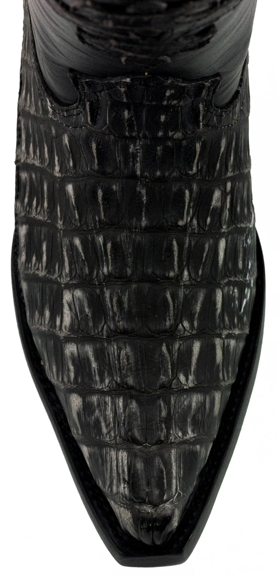 Men's Gray Genuine Crocodile Belly Exotic Skin Cowboy Boots - Snip Toe