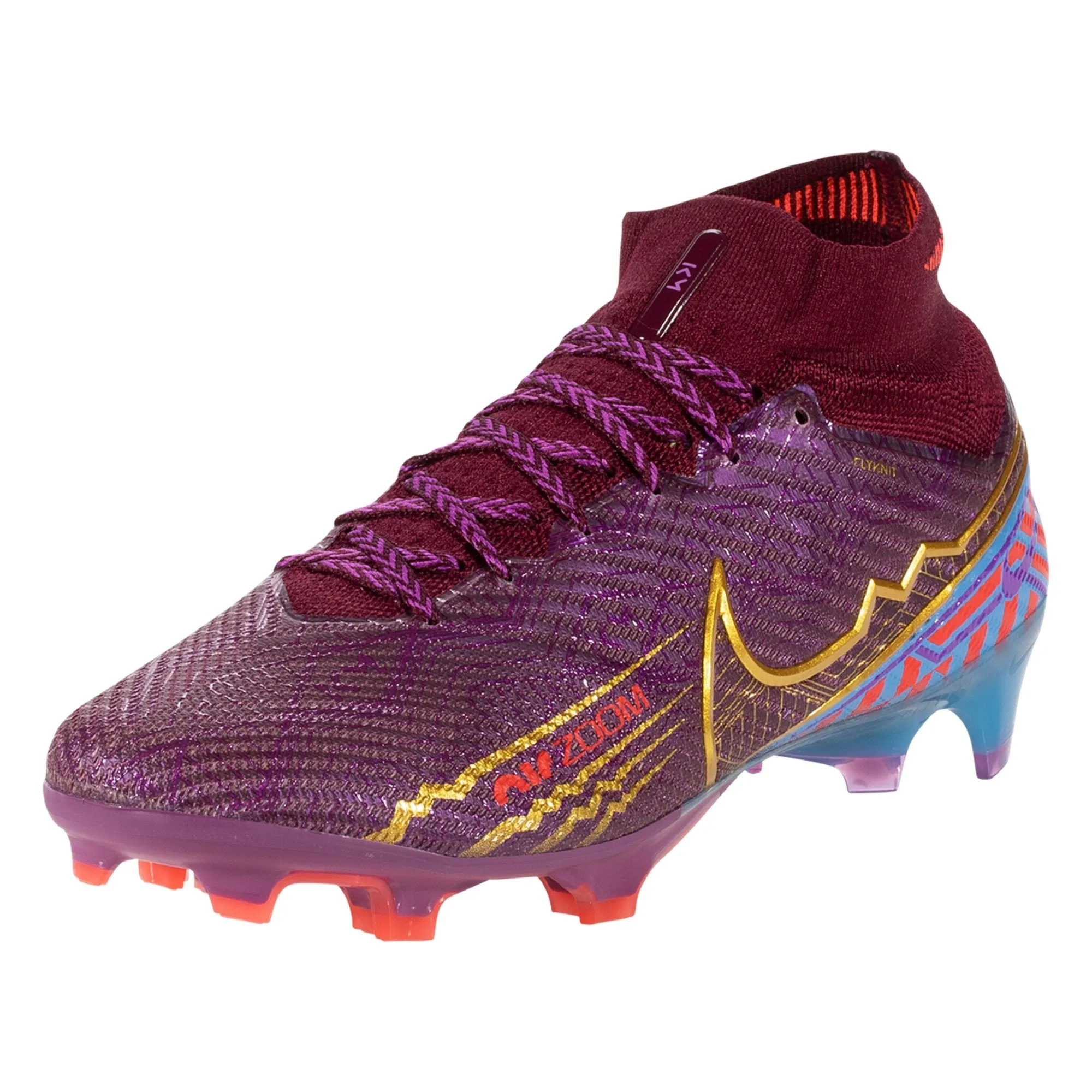 Nike Air Zoom Mercurial Superfly 9 KM Elite FG Firm Ground Soccer Cleats - Dark Beetroot/Vivid Gold