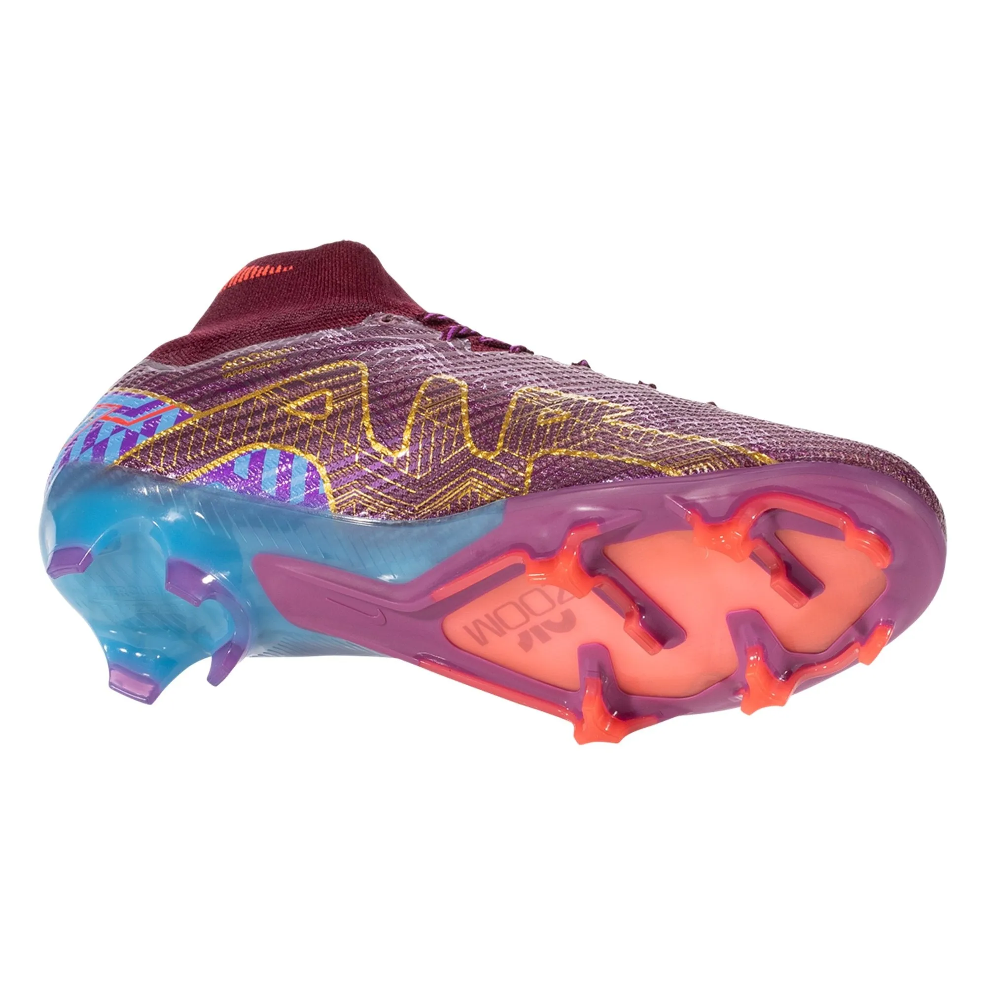 Nike Air Zoom Mercurial Superfly 9 KM Elite FG Firm Ground Soccer Cleats - Dark Beetroot/Vivid Gold