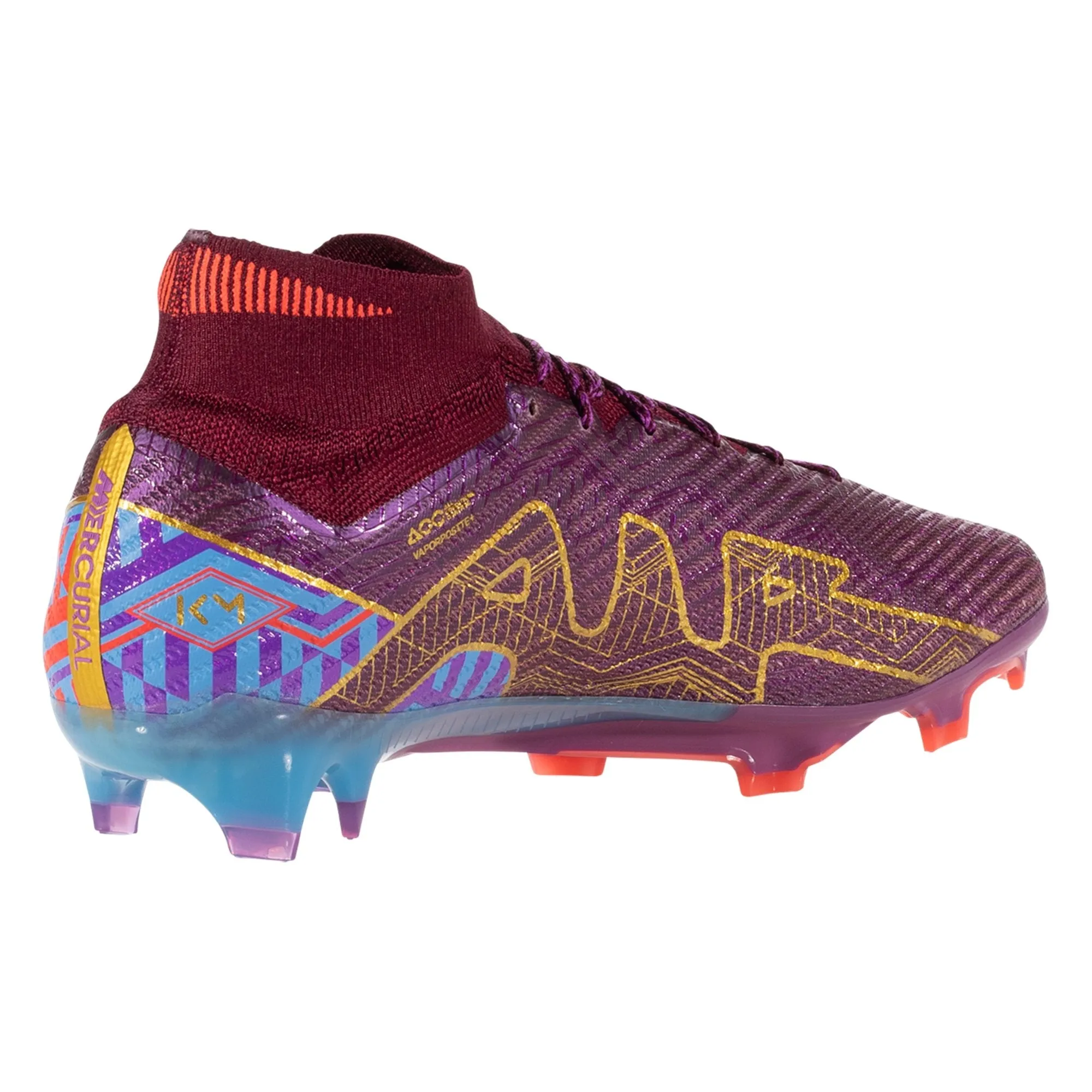 Nike Air Zoom Mercurial Superfly 9 KM Elite FG Firm Ground Soccer Cleats - Dark Beetroot/Vivid Gold
