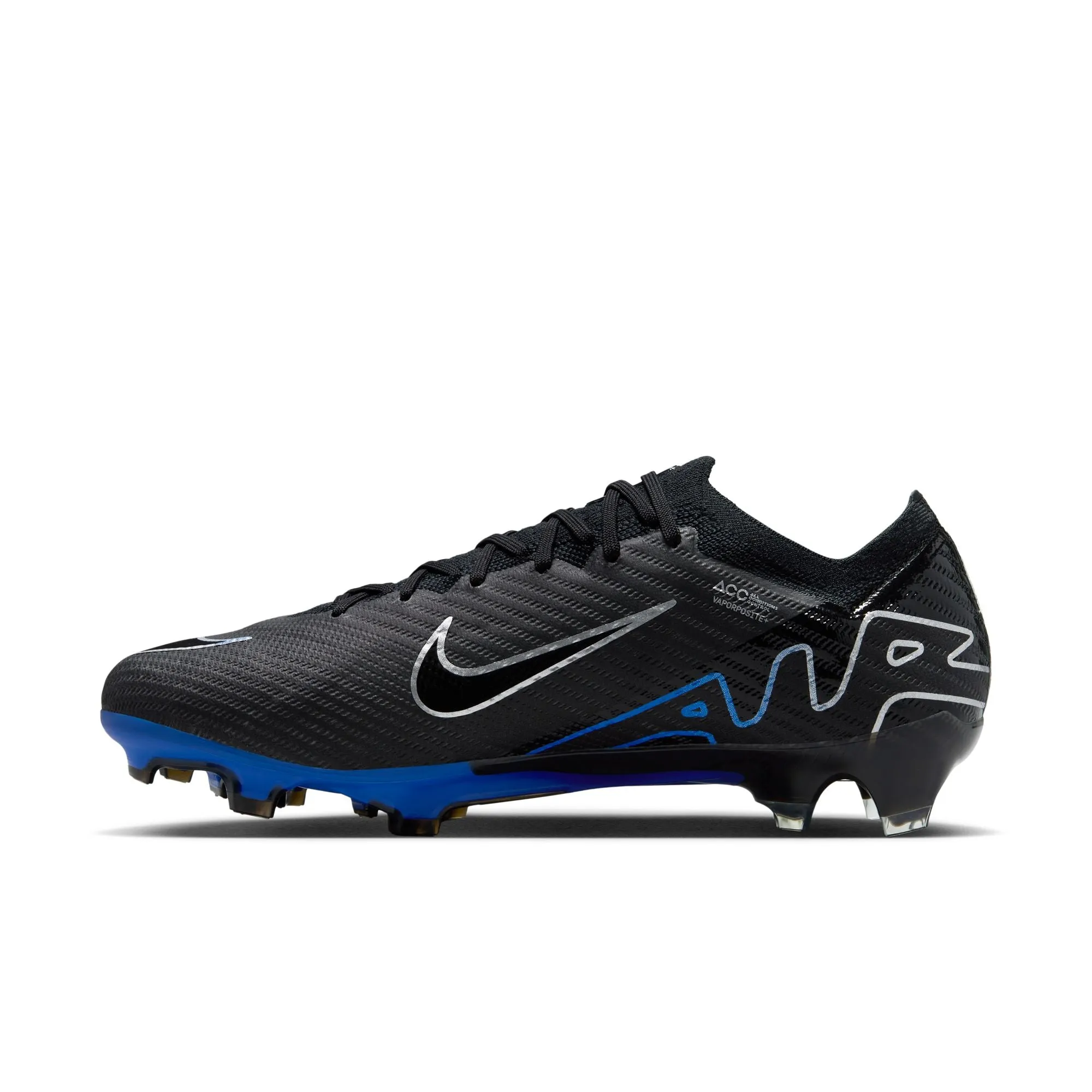 Nike Air Zoom Mercurial Vapor 15 Elite FG Soccer Cleat - Black/Chrome/HyperRoyal