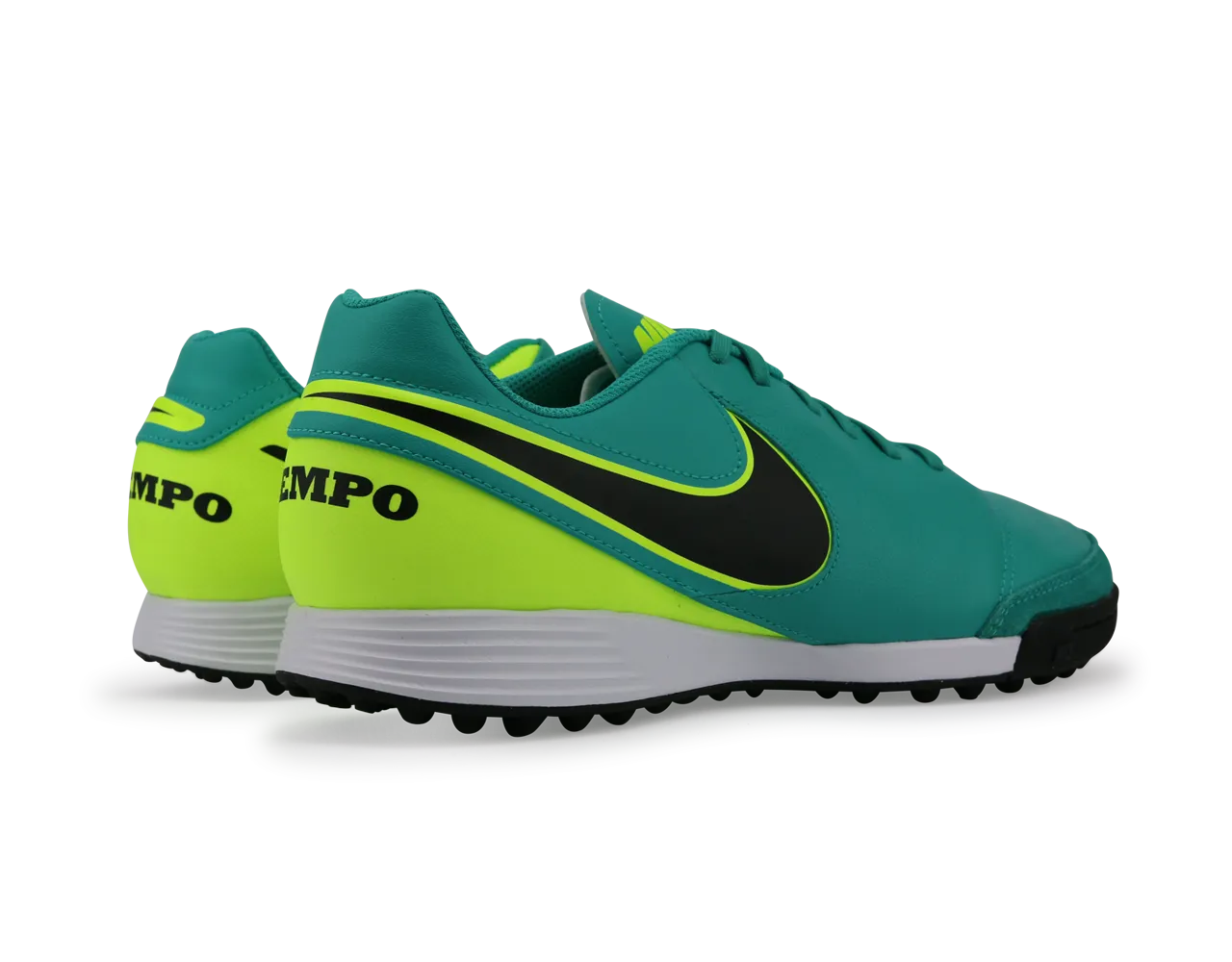 Nike Men's Tiempo Genio Leather Turf Soccer Shoes Clear Jade/Black/Volt