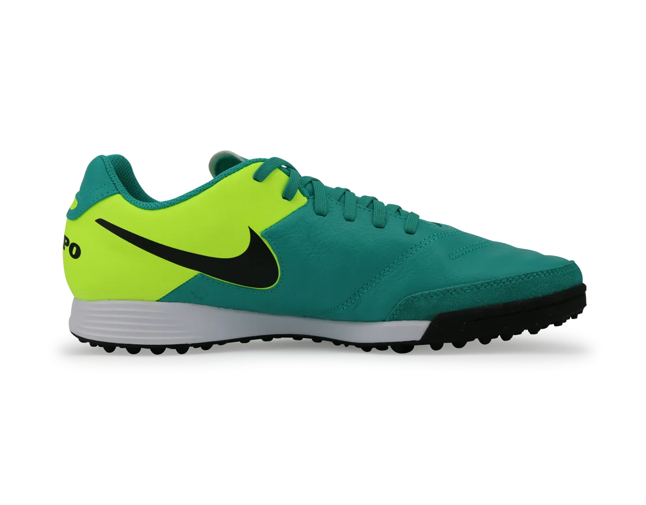 Nike Men's Tiempo Genio Leather Turf Soccer Shoes Clear Jade/Black/Volt