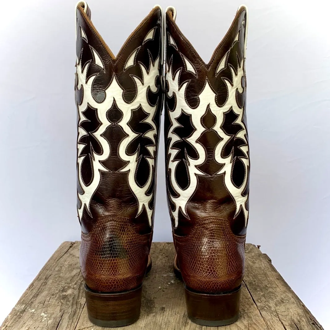 OLD GRINGO Benchmark Handmade Teju Lizard Exotic Leather Brown Cowboy Western Boots