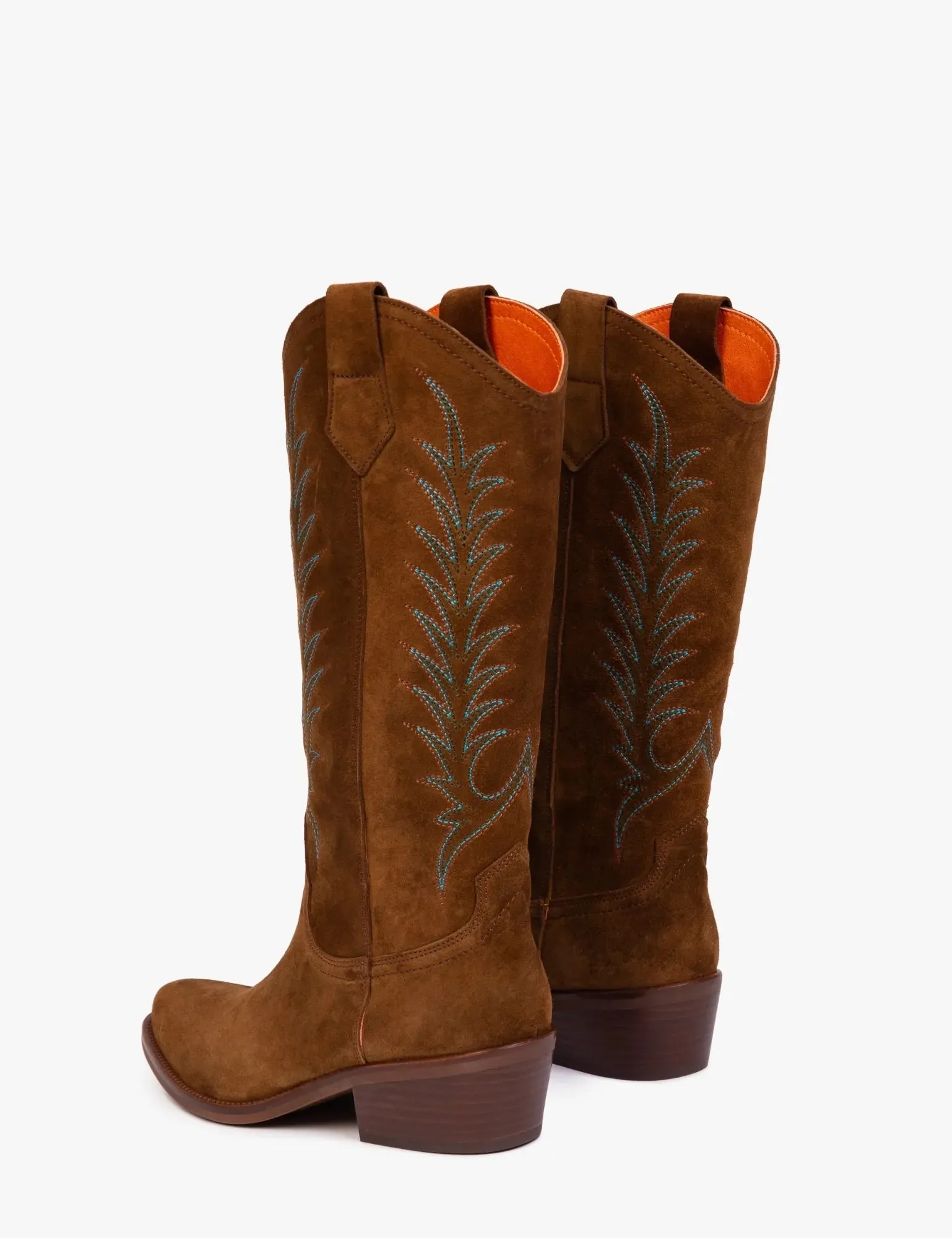 PENELOPE CHILVERS Goldie Embroidered Cowboy Boots - Ladies Suede - Peat