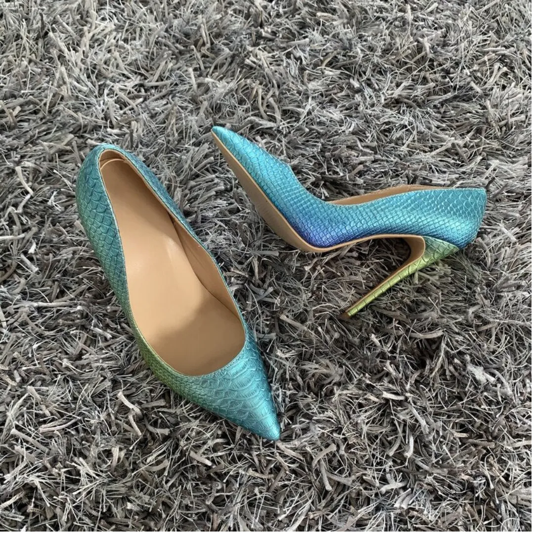 Pre Order:  High Stiletto Snake Pattern Pointed Toe Pumps