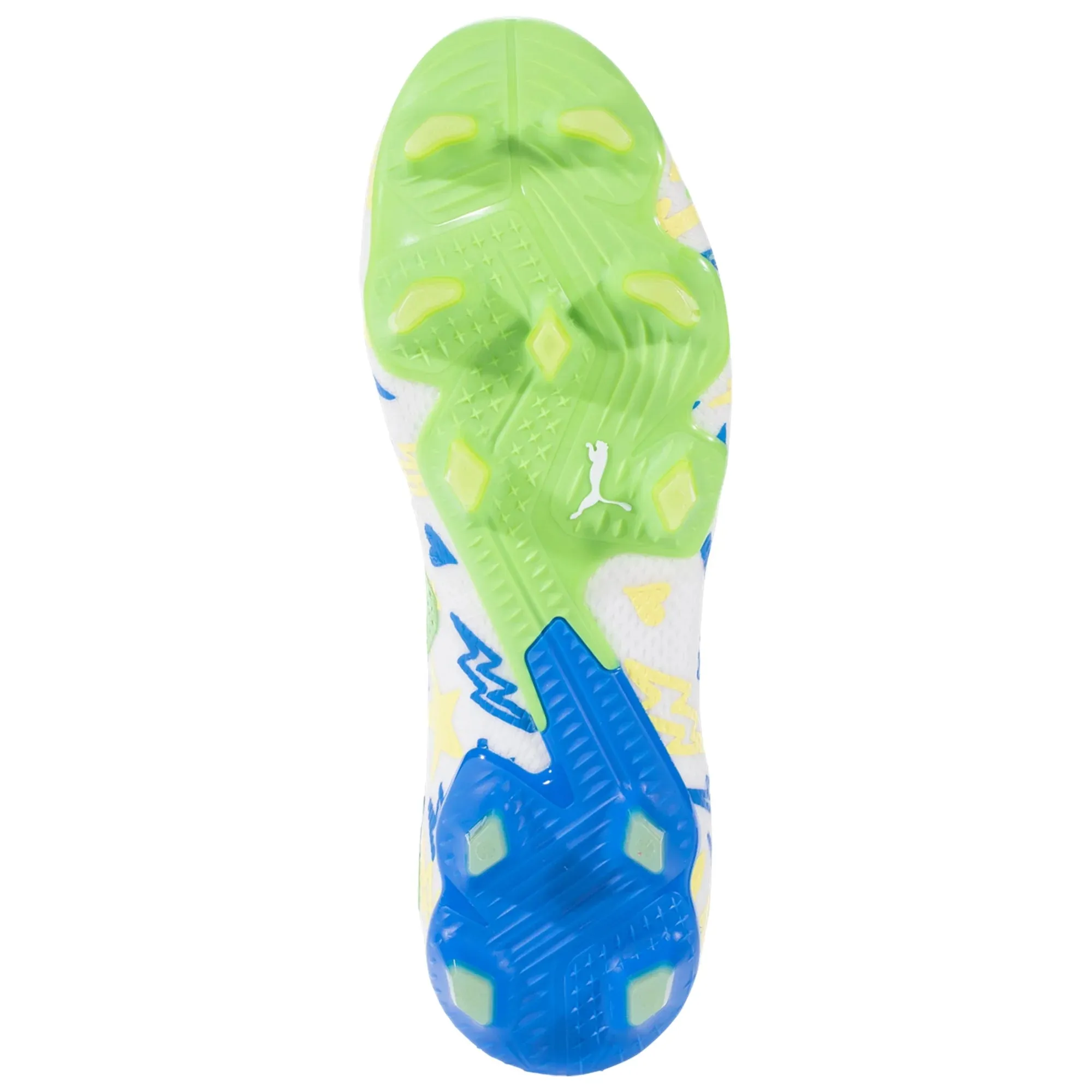 Puma Future Ultimate NJR FG/AG Soccer Cleat - White/Racing Blue/Lemon Meringue/Parakeet Green