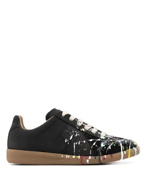Replica Paint Splatter Sneaker Black Calf Leather