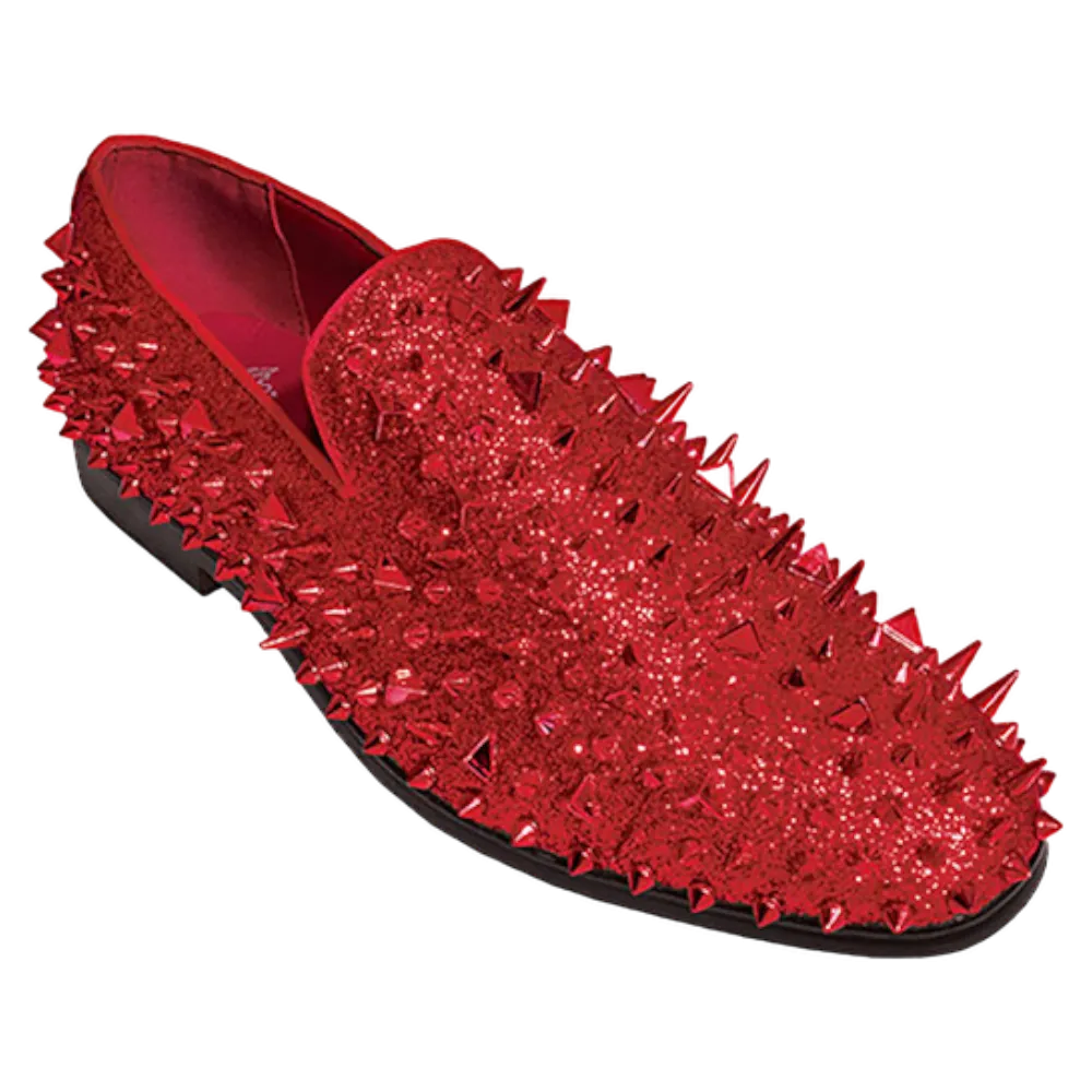 Royal men's Red spikes shoes slip-on smokers tuxedo luxury shoes