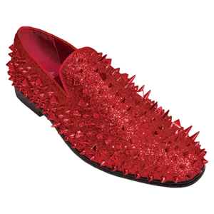 Royal men's Red spikes shoes slip-on smokers tuxedo luxury shoes